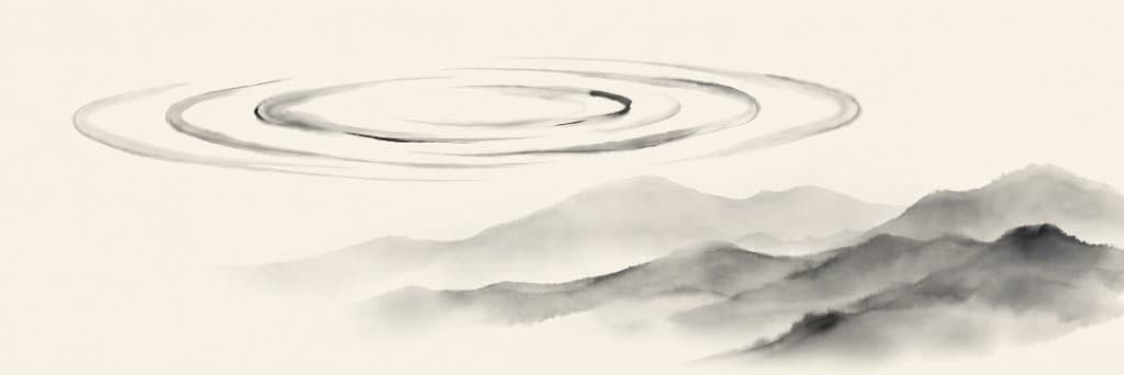水面に広がる波紋のイラスト